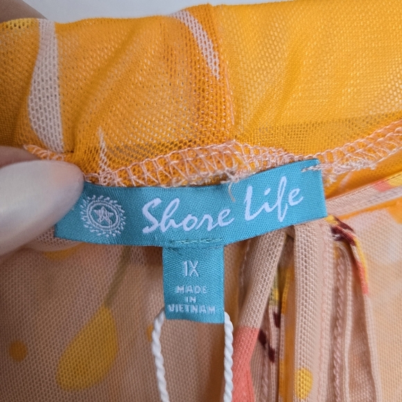 Shore Life Sheer Mesh Floral Coverup Pants Women's 1X Retro Tropical Hawaiian - Picture 5 of 13